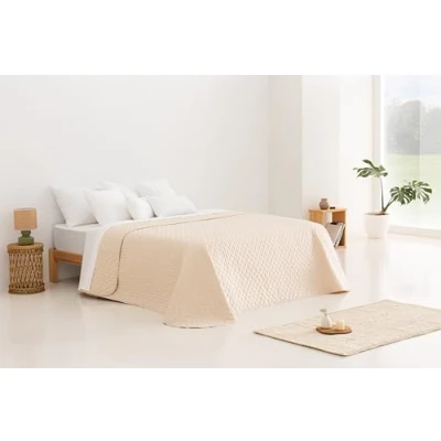 Afbeelding van Todocama Etoile Dunne sprei met sterrenmotief voor lente, zomer, herfst en winter. 100% extra zachte microvezel, multifunctionele sprei, 120/135 230 x 260 cm, beige