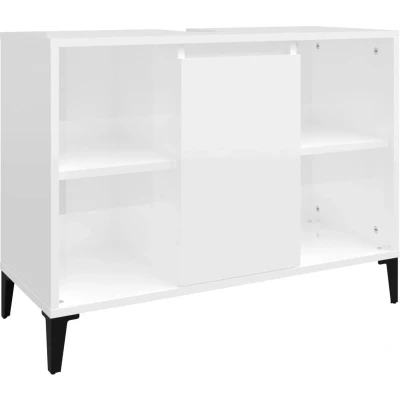 Afbeelding van vidaXL Wastafelkast 80x33x60 cm bewerkt hout hoogglans wit