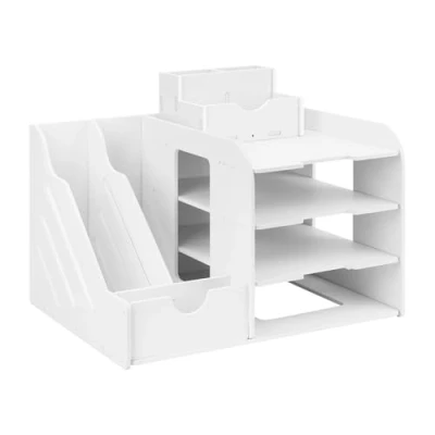 Afbeelding van QWORK® Bureau organizer, brievenbakorganizer, documentenbak A4, voor thuis, kantoor, school, 4 niveaus