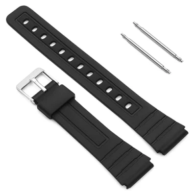 Afbeelding van Ociodual Horlogebandje voor Casio F 91W, 18 mm, zwart hars, metalen gesp, 2 bandpennen, compatibel met F91 F91W