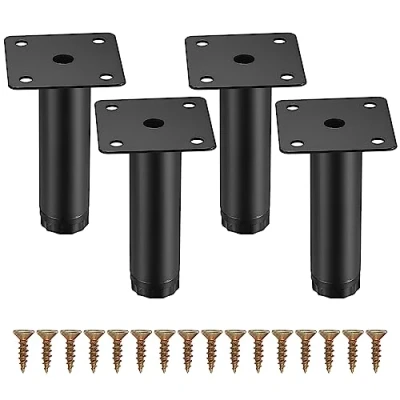 Afbeelding van Fulushouxi 4 stuks meubelpoten, 8 cm verstelbare metalen kastpoten, vervangende steunpoten voor meubels, bank, tafel, stoel, bureau, keuken, kast, kasten, poten