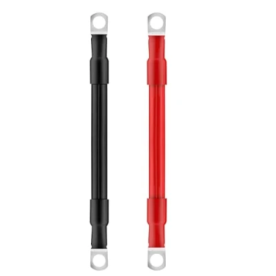 Afbeelding van QIMEI SHOP Batterijkabel voor auto, 25 mm², 15 cm, omvormer accu, 3 AWG, 12 V, accukabel met M10 oogjes vrachtwagen, motorfiets, zonne energie, rood en zwart, 2 stuks