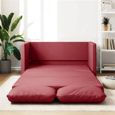 Afbeelding van Slaapbank vloermodel 2 in 1 112x174x55 cm kunstleer wijnrood
