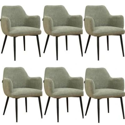 Afbeelding van Bronx71® Scandinavische eetkamerstoel Lars groen gerecyclede stof Eetkamerstoelen set van 6 stoel