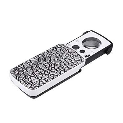 Afbeelding van Draagbare juweliersvergrootglas 30x, 60x, 90x, met LED lamp voor sieraden, stenen, postzegels, munten, horloges enz. (zilver)