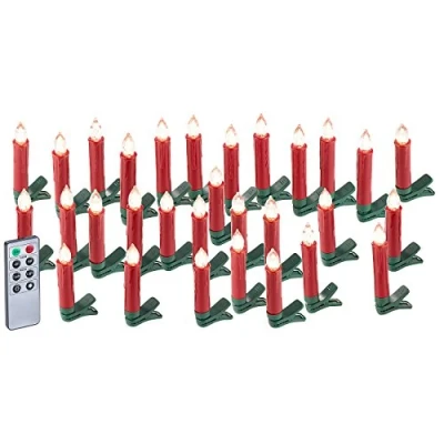 Image de Bougies à LED pour sapin de Noël avec télécommande infrarouge x30 rouge