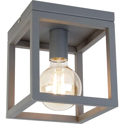 Afbeelding van QAZQA Industriële smart plafondlamp donkergrijs incl. Wifi G95 Cage