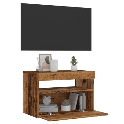 Afbeelding van vidaXL Tv meubel met LED 60x35x40 cm bewerkt hout oud