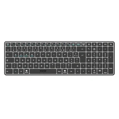 Afbeelding van Port Designs 911002FR toetsenbord Thuis/Werk RF draadloos + Bluetooth AZERTY Frans Zwart, Grijs