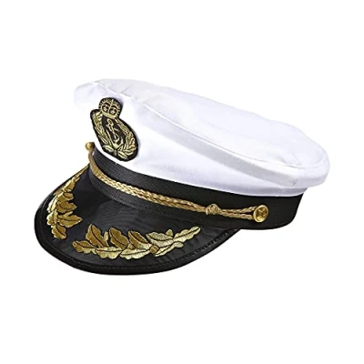 Afbeelding van Widmann Kapitein &amp; Matroos Zeeman Kostuum Cruiseship Captain Luxe Kapiteinspet Wit / Beige Carnavalskleding Verkleedkleding
