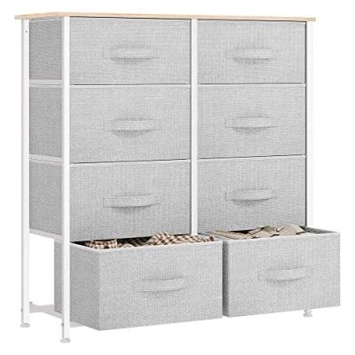 Afbeelding van YITAHOME commode met 8 laden, voor slaapkamer, volwassenen, van stof, opbergmeubel stabiel frame metaal, kinderkamer kast