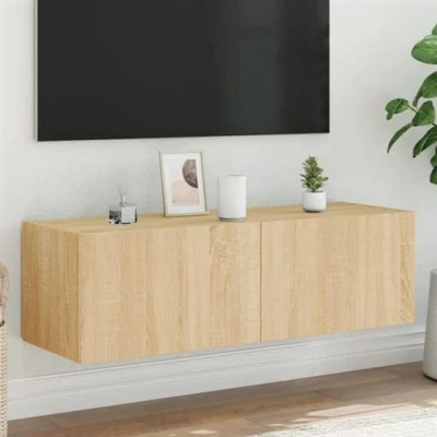 Afbeelding van Tv wandmeubel met LED verlichting 100x35x31 cm sonoma eiken