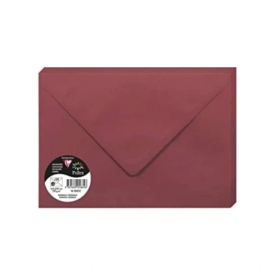 Afbeelding van Clairefontaine 5882C verpakking met 20 enveloppen, formaat C5, 16,2 x 22,9 cm 120 g/m² kleur bordeauxrood uitnodiging en verklaring pollenserie premium papier glad
