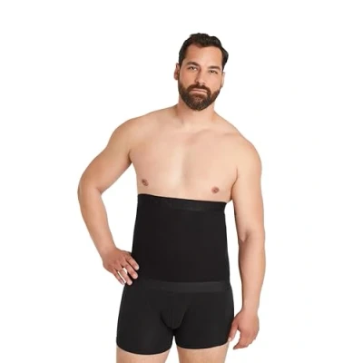 Afbeelding van FINN Compressieriem voor heren, buikverstevigende bodyshaper van katoen, figuurvormende bodysuit heren met buikverstevigend effect, zwart.