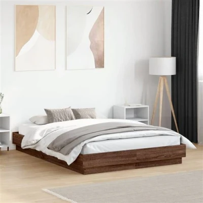 Afbeelding van vidaXL Bedframe met LED verlichting bruin eikenkleurig 120x190 cm