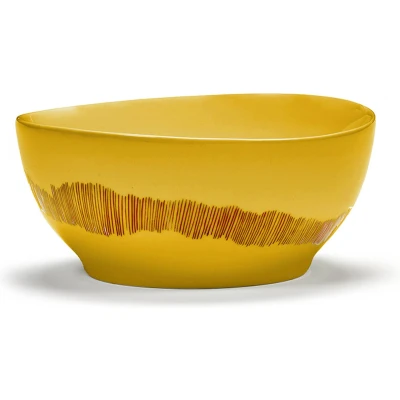 Afbeelding van Serax FEAST Sunny Yellow Swirl Stripes S Kom 16 Cm Geel