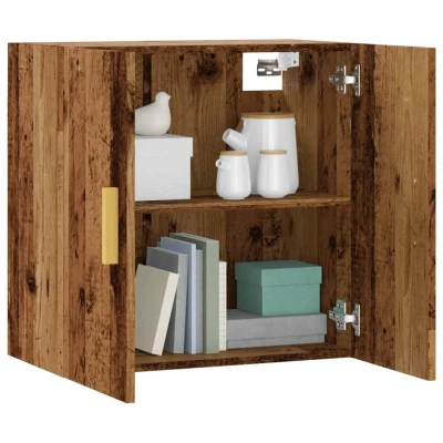 Afbeelding van Wandkast 60x31x60 cm bewerkt hout oud houtkleurig