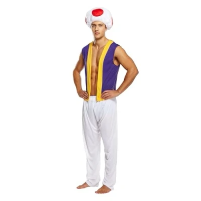 Afbeelding van Best Dressed Paddenstoelkostuum voor volwassenen, heren, meerkleurig, eenheidsmaat, wit/wit