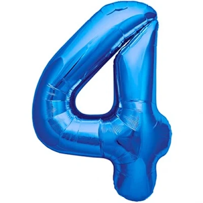 Afbeelding van Jonami Ballon voor de 4e verjaardag, cijfer 4, metallic zilver, XXL, reuze, 100 cm, verjaardagsdecoratie lucht of helium