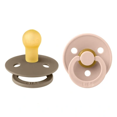 Afbeelding van BiBS Colour Pacifier Stage 1 Fopspeen 0+ maanden 2 stuks Dark Oak / Blush