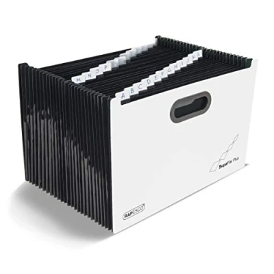 Afbeelding van Rapesco 1622 SupaFile™ Plus koffer met 26 vakken, A4, liggend formaat, zwart/wit