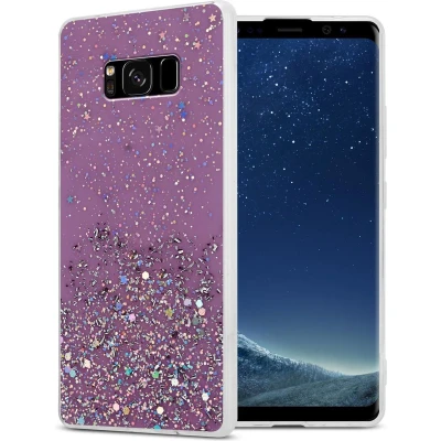 Afbeelding van Cadorabo Hoesje geschikt voor Samsung Galaxy S8 PLUS in Paars met Glitter Beschermhoes van flexibel TPU silicone fonkelende glitters Case Cover Etui