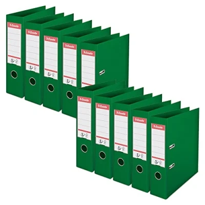 Afbeelding van Esselte, Ordner A4 nr. 1, groen, rugbreedte 75 mm, kunststof, 10 stuks, Vivida serie, 811360