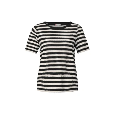 Afbeelding van Street One Streifen LOOK Tshirt print, Dames, Maat: 40, Schwarz