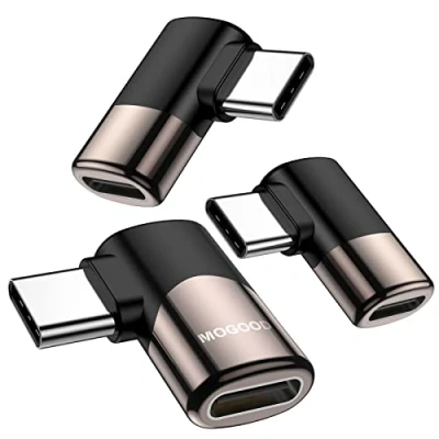 Afbeelding van MOGOOD 90 graden rechte hoek usb c stekker naar bus adapter, up and down type adapter extender voor stoomdeck accessoires notebook, pc, tablet, Galaxy S22