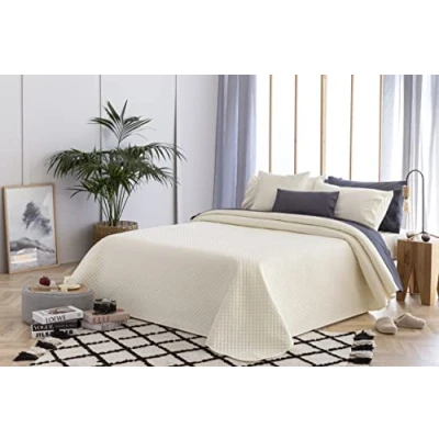 Afbeelding van Todocama Underzy Dunne sprei met ruitpatroon voor lente, zomer, herfst en winter, 100% extra zachte microvezel, beige, 120/135 230 x 260 cm