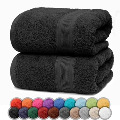 Afbeelding van NatureMark Douchehanddoek, 100% katoen, 70 x 140 cm, zwart, 2 stuks