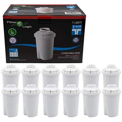 Afbeelding van FilterLogic FL601T 12 stuks filterpatroon compatibel met Brita Classic, BWT Anna, Laica Multi Flux Tefal, Aquaphor B100 15, Dafi Classic waterfilter voor filterkaraf