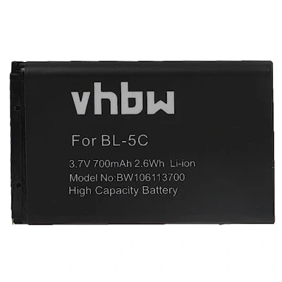 Afbeelding van vhbw Batterij compatibel met Swisstone BBM 300, 320, 400, 610, 615, 625 vervanging voor BL 5C (700 mAh, 3,7 V, Li ION)