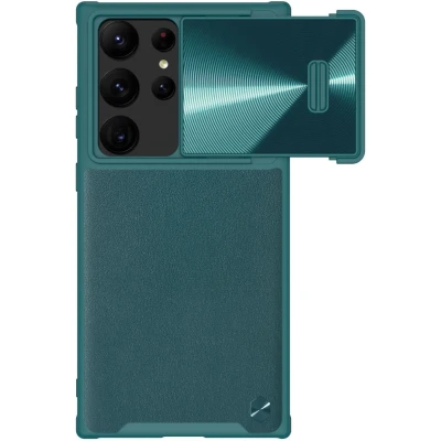 Afbeelding van Nillkin Leather CamShield S Hoesje met Camera Slider Groen Geschikt voor Samsung Galaxy S23 Ultra