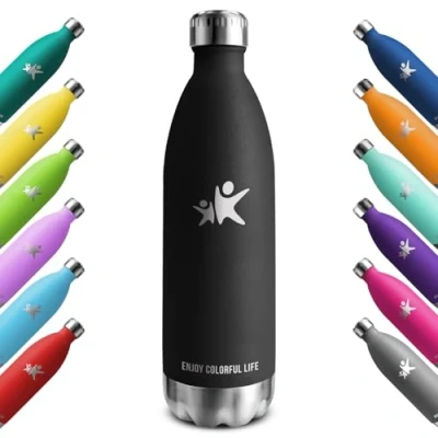 Image de KollyKolla bouteille d&#039;eau thermique 1 litre, en acier inoxydable, gourdes thermiques, réutilisable, thermos sans BPA, métal pour sport, adulte, école, gym,