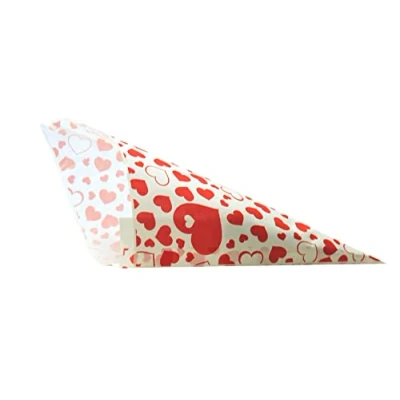 Afbeelding van 200 papieren zakken met rode harten PGV lengte ca. 19 cm voor 125 g