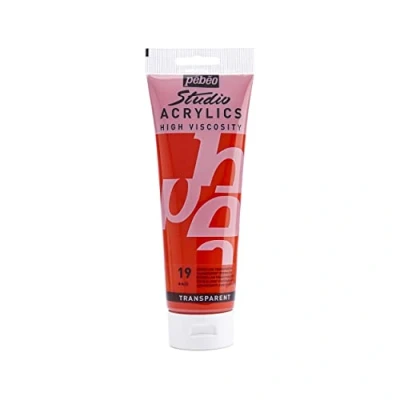 Image de Pébéo Acrylique Fine Studio Acrylics Peinture Rouge transparent Vermillon 250 ml 169 019
