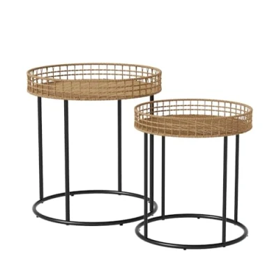 Afbeelding van Vicco Salontafel set Brunswick, Hout/Zwart, 44 x 47.5 cm met ondersteuning