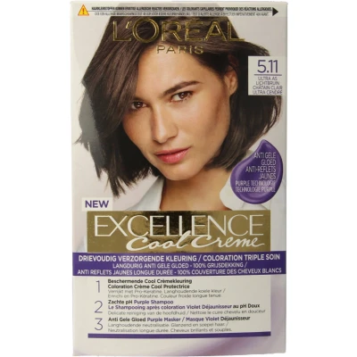 Afbeelding van 1+1 gratis: L&#039;Oréal Excellence Cool Crème Permanente Crèmekleuring 5.11 Ultra As Lichtbruin