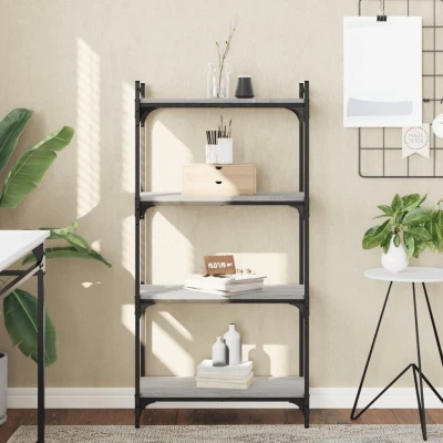 Afbeelding van Boekenkast 4 laags 60x30x120 cm bewerkt hout grijs sonoma eiken