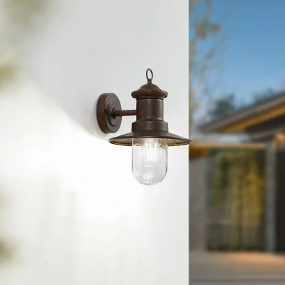 Afbeelding van Lindby buitenwandlamp Eloretta, roest, staal, hoogte 31 cm