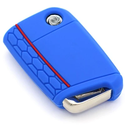 Afbeelding van VB siliconen beschermhoes voor autosleutel met 3 knoppen (blauw)