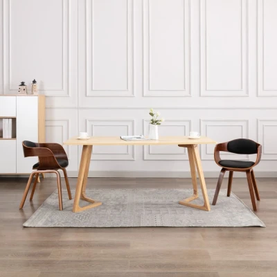 Afbeelding van Eetkamerstoelen 2 st gebogen hout en kunstleer