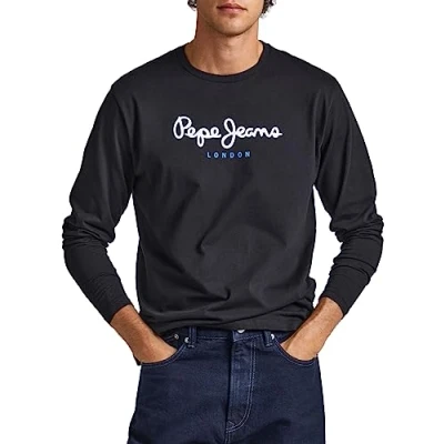 Image de Pepe Jeans Eggo T shirt à manches longues Slim Fit pour homme, bleu, XL