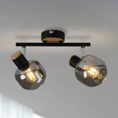Afbeelding van Plafondlamp 1350122 met rookglas, 2 lamps
