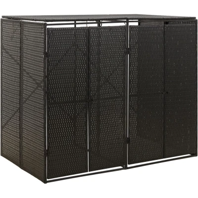 Afbeelding van vidaXL Containerberging dubbel 140x80x117 cm poly rattan zwart