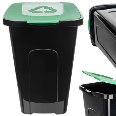 Afbeelding van KADAX Volumineuze emmer, 50 l, rechthoekig, van kunststof, polyurethaan, afvalbak voor het scheiden glas, groenafval (groen)