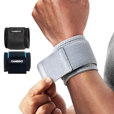Afbeelding van CAMBIVO Polsband voor krachttraining, 2 delig, verstelbare gewrichtsbescherming, ademende steunriem, polswraps sport, fitnessstudio, gewrichtskracht, versterking van de structuur