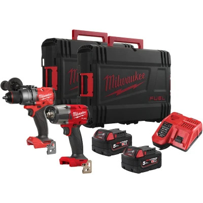 Afbeelding van Milwaukee M18 Powerpack set M18FPD3 + M18FMTIW2F12 2 accu&#039;s 5 Ah+ lader