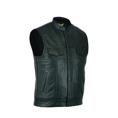 Afbeelding van Leatherick SOA Anarchy Premium Koeienleer Motorvest voor Heren Zwart (5XL EUR66)